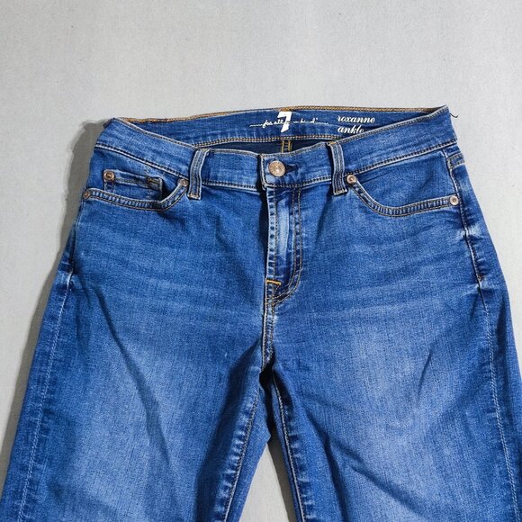 7 For All Mankind jeans women's size 28 ink blue colour Roxanne ankle crop denim - Picture 2 of 15